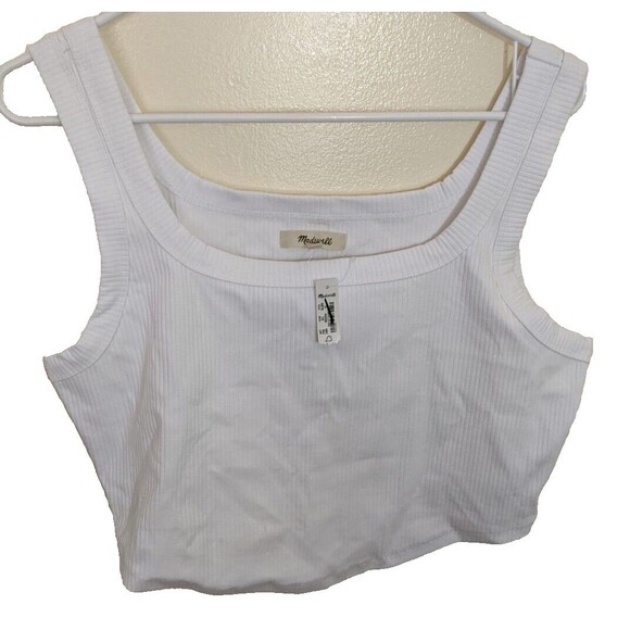 Madewell Cool Sculpt Luma Crop Tank Ribbed in Sleekhold White Size XL - Picture 2 of 11
